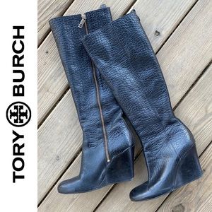 Tory Burch Dabney Wedge Boot Black Zip 8